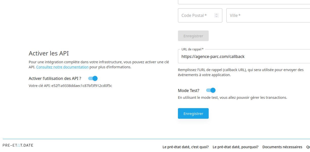 Activation des API